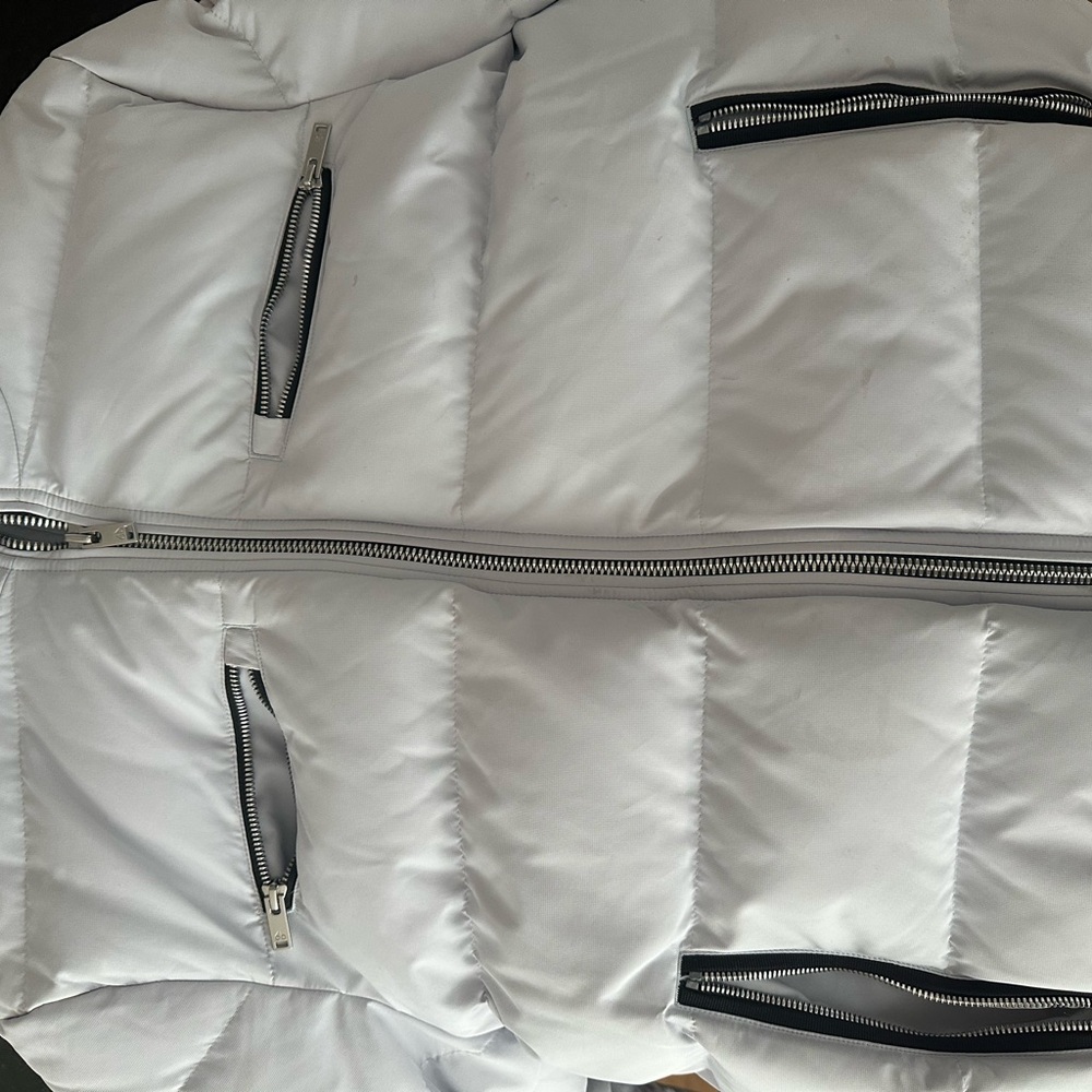 Moose Knuckles White Jacket with Black Accents